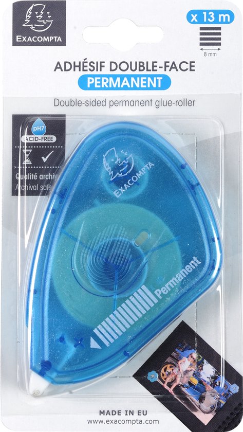 Exacompta 6x Dubbelzijdige lijmroller voor foto - permanent - lengte 13m - Turkoois - 12996E