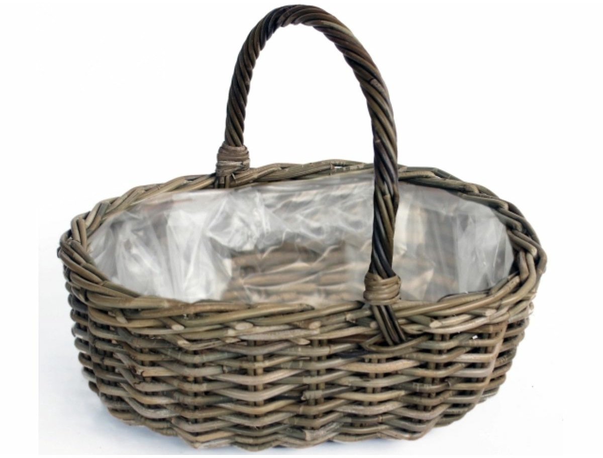 Van der Leeden Picknickmand - bruin - 46 x 39 x 18 cm - rotan - gevlochten riet - opbergmand - bloempot/plantenpot
