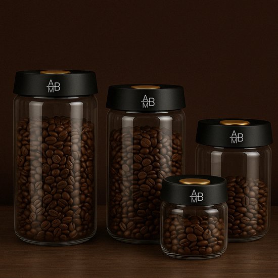 Adore Maison Barista Vacuüm Bewaarpot 500ml – Luchtdichte Koffiebonen Opslag Pot van Borosilicaatglas – Versheidsbehoud en Vochtbestendig