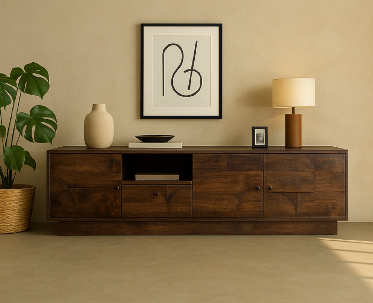 Tv meubel Kaapstad mangohout 190 cm - Walnoot