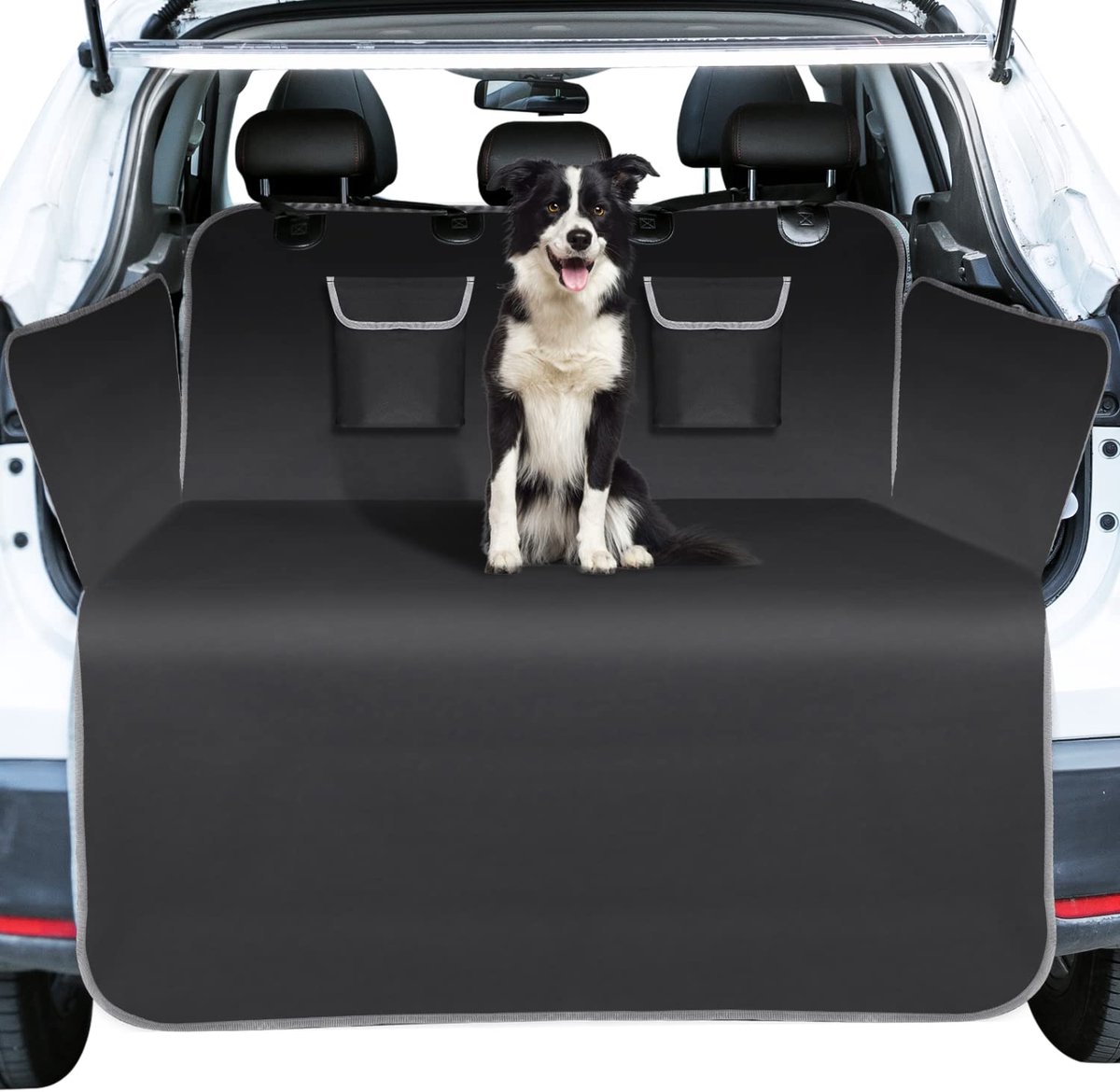Nobleza kofferbakbeschermer voor honden, kofferbakbeschermer met kofferdrempelbescherming, universele autodeken voor honden met 2 opbergvakken, 185 x 105 cm, waterdichte en krasbestendige hondendeken, kofferbak