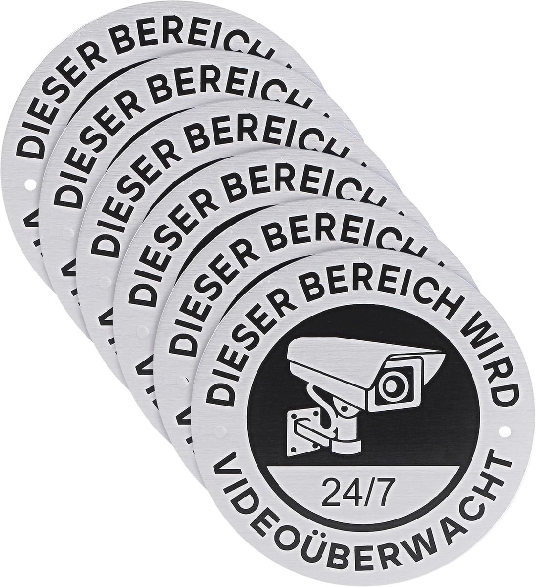 6 x Videobewaking Bordje - Zelfklevend Schild voor Beveiliging - Voor Binnen en Buiten