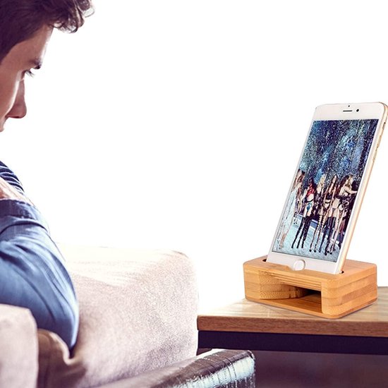 nbeads 4 houten mobiele telefoonhouders, 8 x 6 x 2 cm universele desktop houten mobiele telefoonhouder draagbare mobiele tablethouder voor het ondersteunen van telefoon op kantoor thuis