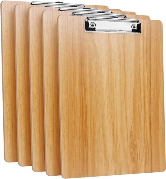 SOYIRI Klembord A4, 12 stuks houten klembord met metalen klem, schrijfbord schrijfplaat klemmbord