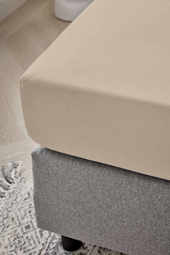 Dreamers Den - Jersey Elasthanne - Katoen Bio - Hoeslaken - Pour Matras ou Dessus de Matelas - Naturel - 90x200/210 cm - Hauteur d'angle 35 cm