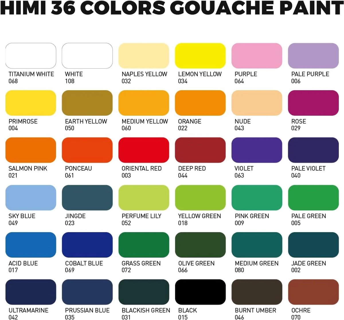 HIMI - Gouache - Twin split cups - set van 36 kleuren - 12g - 3 penselen - Ice Blue — afbeelding 11