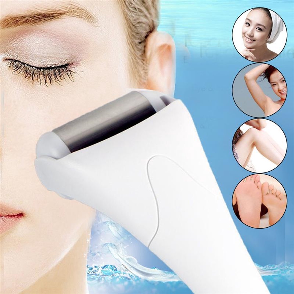 Ice Dermaroller met Stalen Roller – Verkoelende Massage voor Gezicht & Huid - RVS Dermaroller