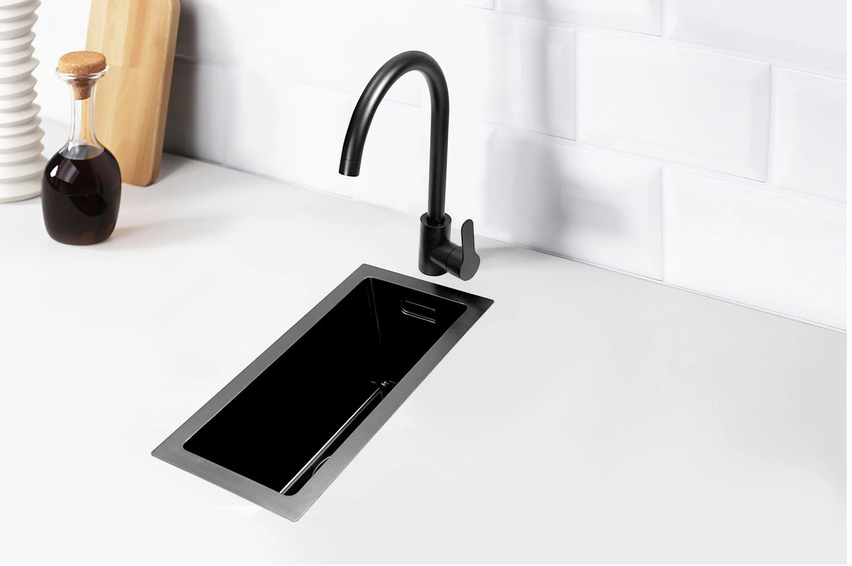 Nurion Spoelbak Black Metal 16,5 x 38,5 – Spoelbak Keuken - Spoelbakken Keuken – Wasbak Keuken - zonder Kraangat RVS