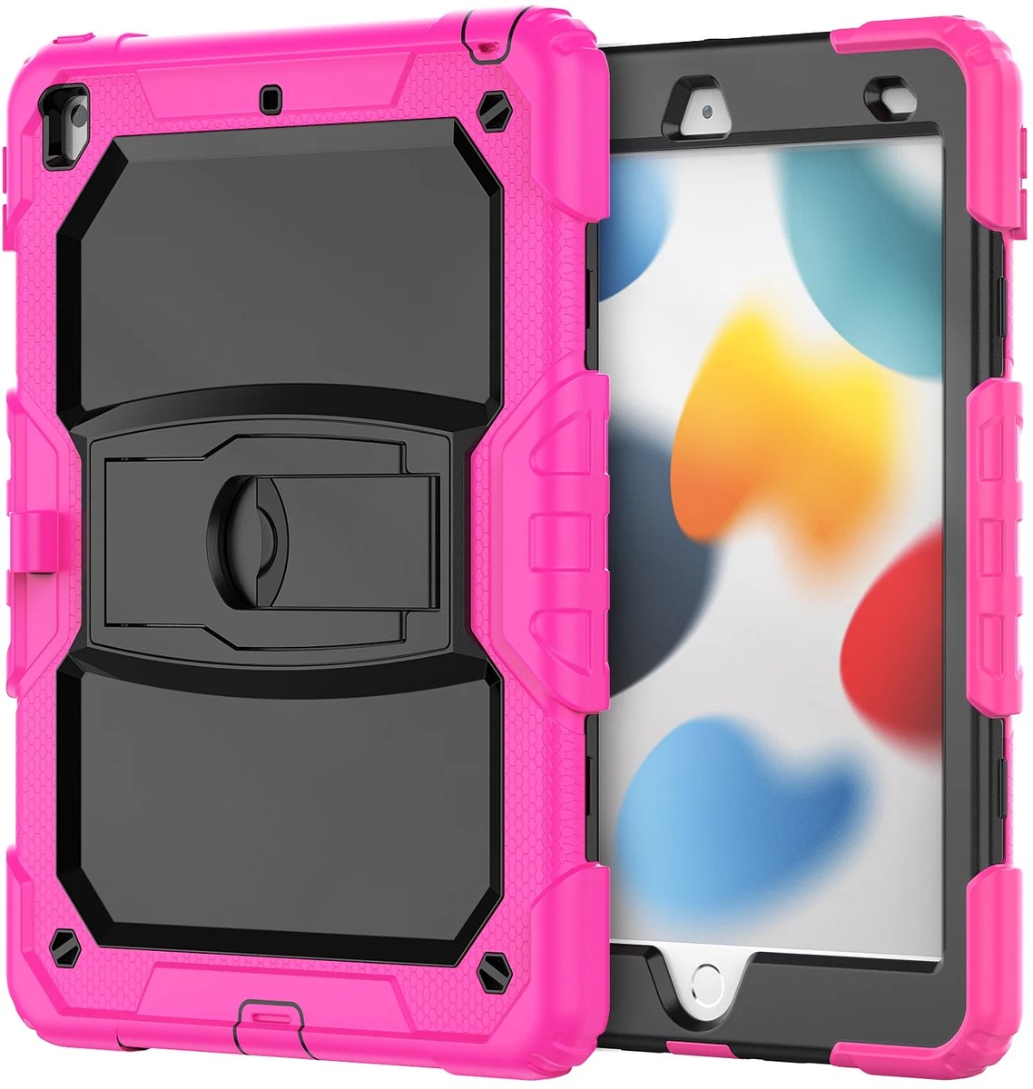 Schokbestendige hoes Geschikt voor: Apple iPad 10.2 7e, 8e, 9e Generatie -10.2 inch (2019,2020,2021) - Met penhouder & ingebouwde Screenprotector & standaard - Roze