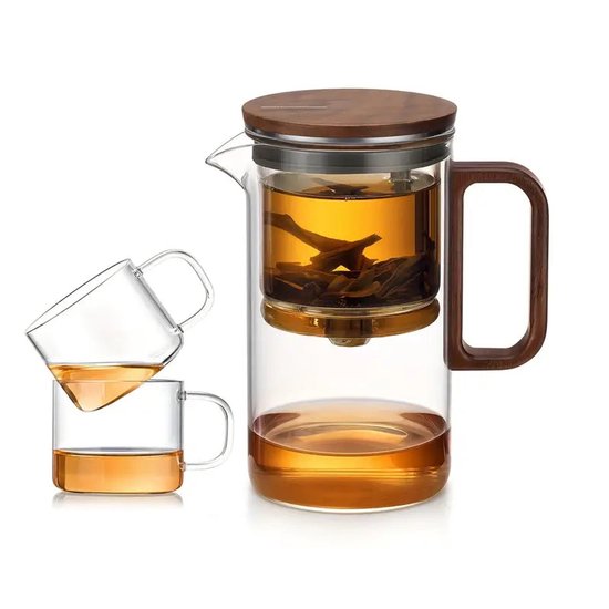Tuana Kruiden - Theepot Set Met Walnoot Handvat - Theepot