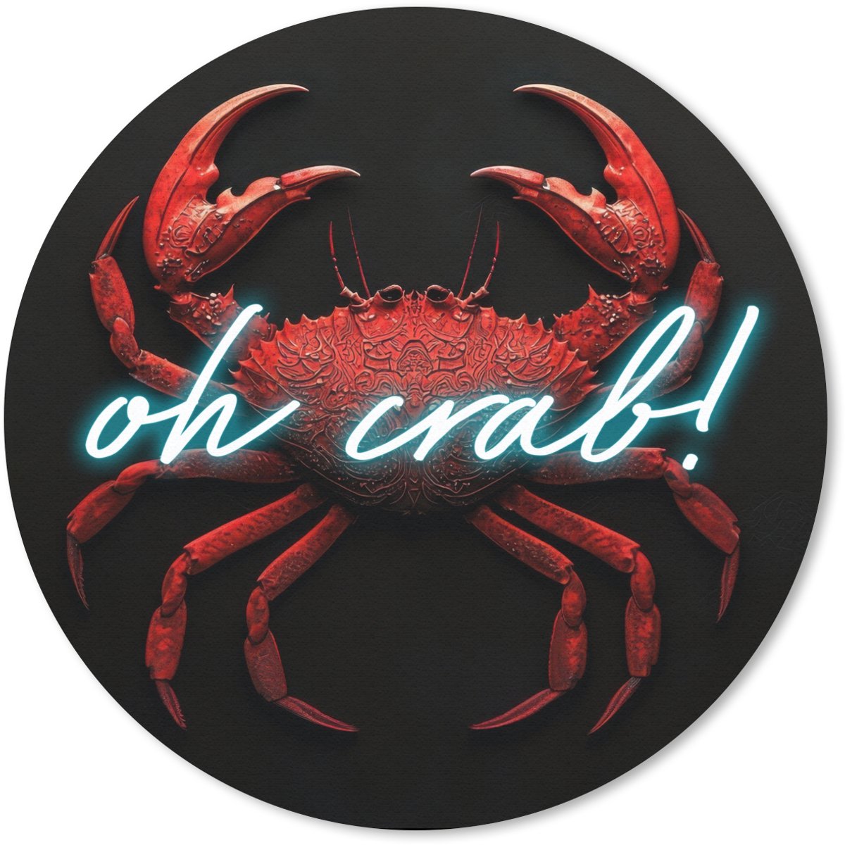Muismat rond 20x20 cm - Mousepad Krab - Rood - Neon - Quote - Ronde muismatten
