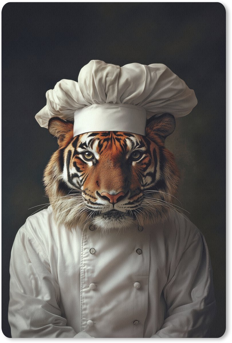 Muismat 18x27 cm - Mousepad Tijger - Kokskleding - Bruin - Muismatten