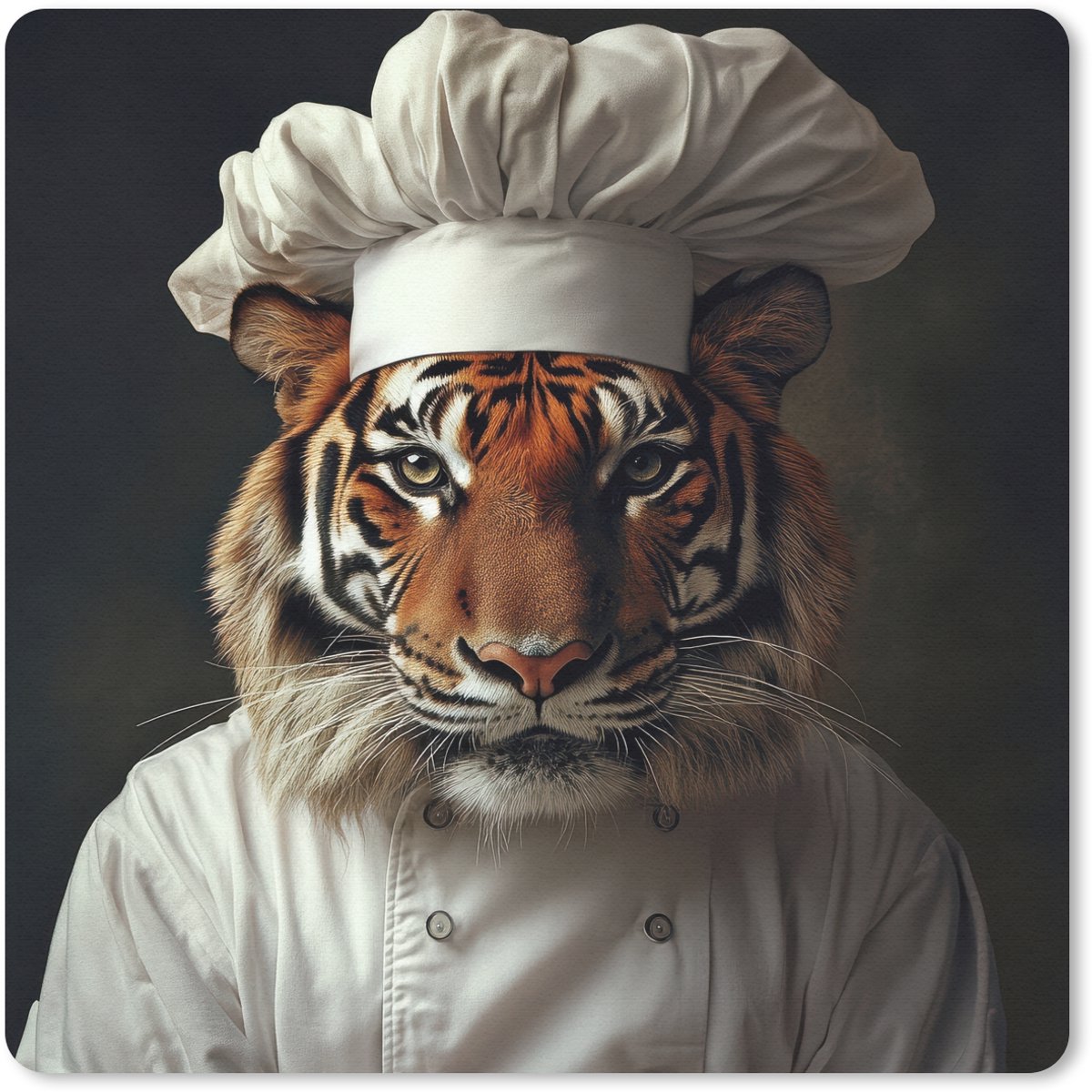 Muismat 30x30 cm - Mousepad Tijger - Kokskleding - Bruin - Muismatten