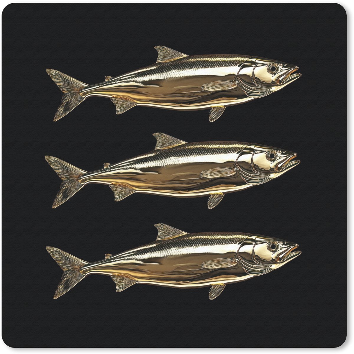 Muismat 30x30 cm - Mousepad Vissen - Goud - Zwart - Muismatten