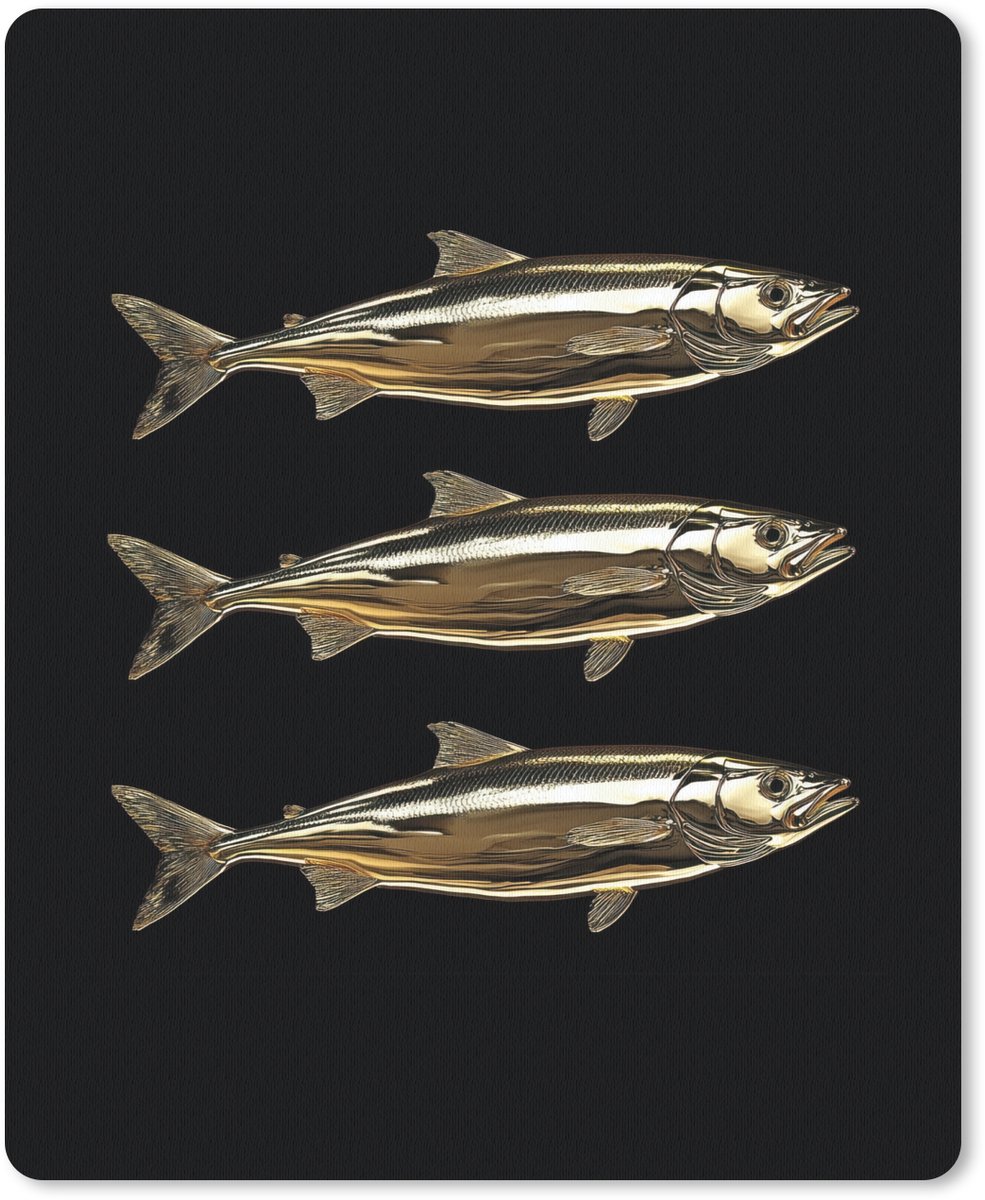 Muismat 19x23 cm - Mousepad Vissen - Goud - Zwart - Muismatten