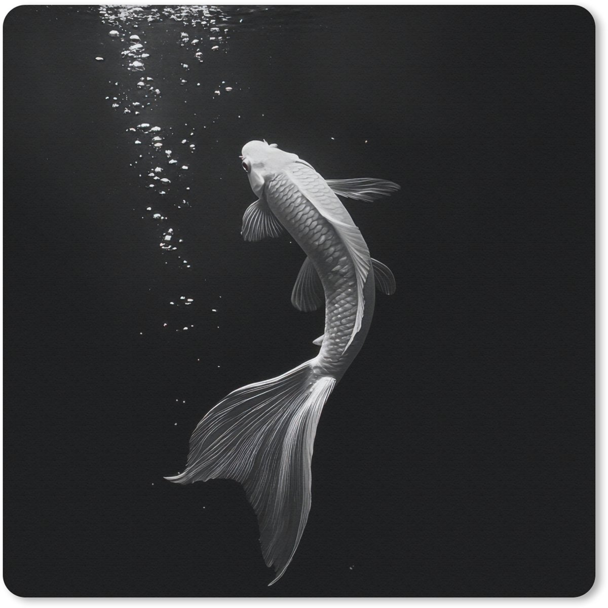 Muismat 30x30 cm - Mousepad Koi - Vis - Wit - Zwart - Muismatten