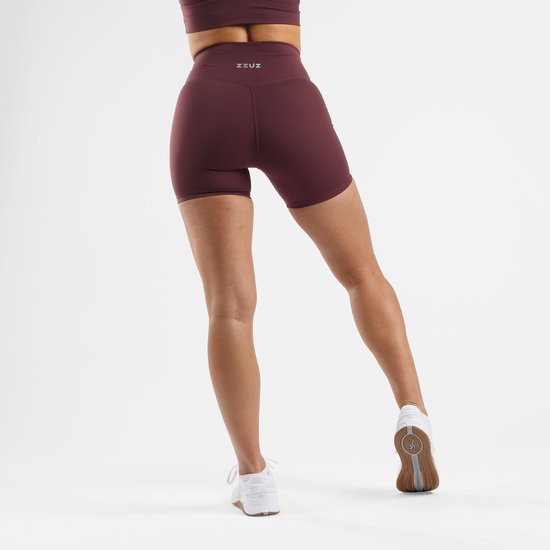 ZEUZ Korte Sport Legging Dames High Waist - Sportkleding & Sportlegging Squat Proof voor Fitness & Crossfit - Hardloopbroek, Yoga Broek - 70% Recycled Nylon & 30% Elastaan - Bordeaux Rood - Maat XL van ZEUZ — afbeelding 3