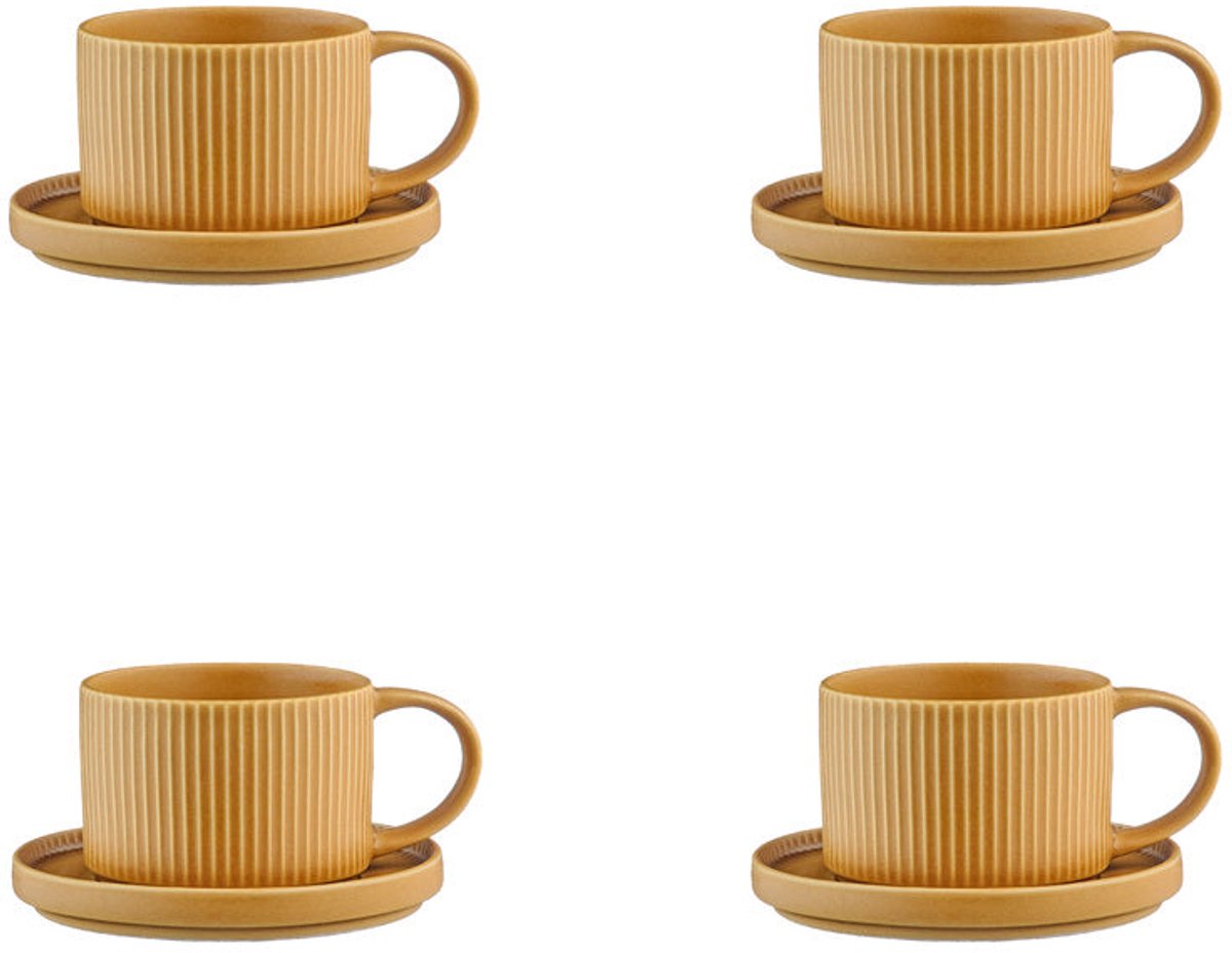 SCANDI kop 15cl en schotel Ø12cm - 8 stuks - Oker
