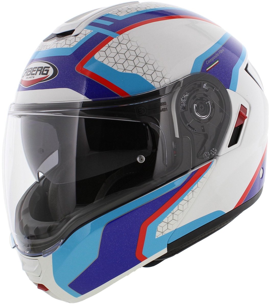 Caberg Systeemhelm Levo Sonar glans wit blauw rood motorhelm - maat S