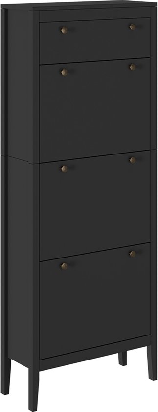 Meuble à chaussures Vicco Aron – 60 x 153 cm 3 compartiments Zwart 3 compartiments