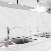 Keuken achterwand zelfklevend - Spatscherm keuken - Spatwand fornuis - Muurbeschermer - Verstevigde PET folie - 0,37 mm - Mat - Marmer wit - 220 cm x 60 cm