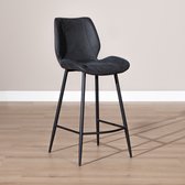Bronx71® Tabouret de bar industriel noir Barrel - Hauteur d'assise 69cm - Chaise de bar - Tabouret de bar avec dossier - Tabouret de bar noir - Eco cuir - Hydrofuge