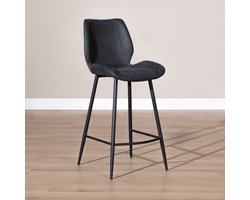 Bronx71® Industriële barkruk Barrel zwart/antraciet eco-leer 69 cm - barstoel