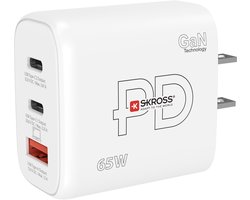 Chargeur Skross Power 65W PD GaN US USB Chargeur Intérieur Courant de sortie (max.) 3,25 A Nombre de sorties : 3 x USB 2.0 bus A,