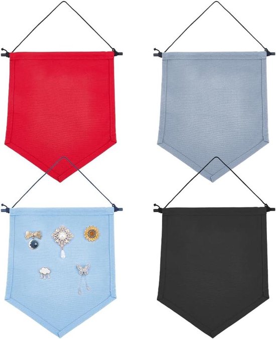 Essencedelight Muur Opknoping Broche Display Organisator Canvas Display Banner Houder Oorbellen Ketting Opbergkoffer Home Party Festival Decorblack