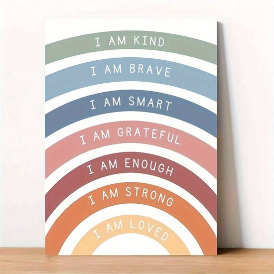 Toile - 30x40cm - Rainbow - Arc-en-ciel avec citations - Sans cadre - Chambre de bébé - Chambre enfant - Poster - Décoration murale - Décoration murale - Intérieur