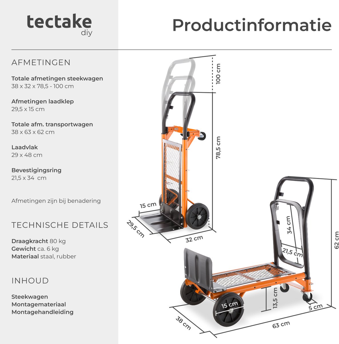 Tectake Steekwagen Tot 200 Kg - Blauw