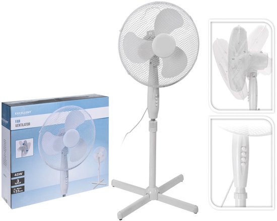 Excellent Electrics - Staande ventilator - Statiefventilator - 40cm Wit - 40W