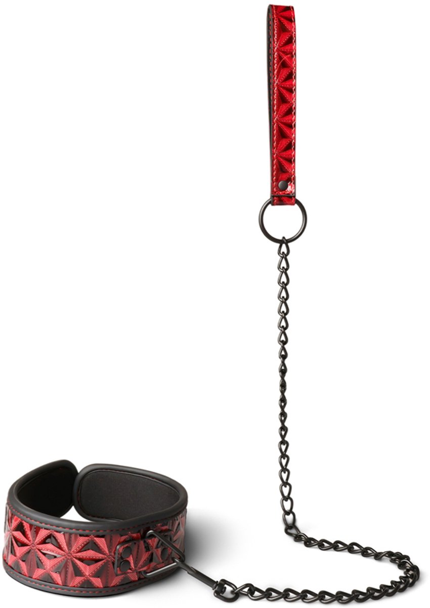 Luxe BDSM Halsband met Leash – Verstelbare Kraag met Ketting & Polsriem – Zwart/Rood Design voor Dominantie & Rollenspel