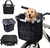 Fietsmand - Hondenfietsmanden - Stylvolle fietsmand - Fietsmand Hond Afneembaar - voor kleine hondjes MAX 5 KG - Hondenmand Fiets Voorop - Hoge Kwaliteit - Universeel - Polyester - Waterdicht - snel afneembaar - grote inhoud - Zwart