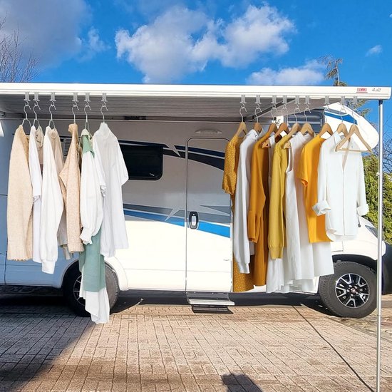 Set van 16 luifellampclips - Luifelhaken - Dubbelzijdige camperlamphouders - Lampstandaards - Voor het ophangen van lampen en kleding - Geschikt voor rails van 5/6 mm en 7/8 mm - Voor campers, caravans, campers, kampeertenten (grijs) — afbeelding 3