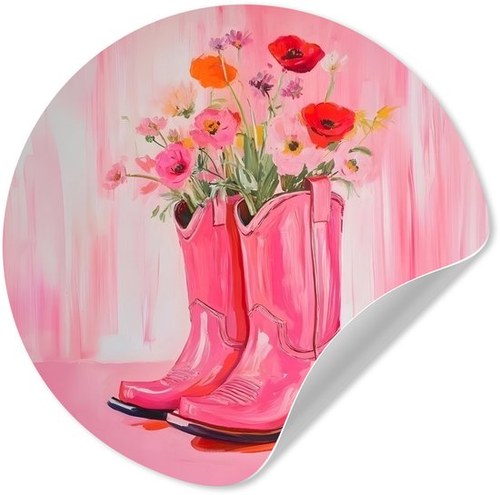 WallCircle® - Papier peint cercle 50x50 cm - Stickers muraux Rose - Fleurs - Cowboy - Cercle mural salon - Cercle mural chambre - Décoration de chambre autocollante - Accessoires de Décoration murale