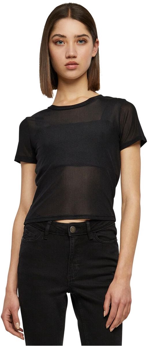 Urban Classics Mesh Tee Dames T-shirt – XL Zwart