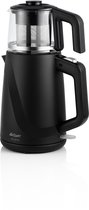 Bol.com Arzum Jollietea Elektrische Theepot AR3062-0100 | Zwart - 2L + 1L - Led-indicator - 360° basis - 1800W aanbieding