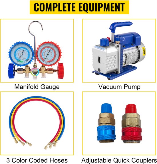 4CFM 1/3hp Vacuümpomp HVAC-Koeling R134a R502 R22 R12 Airconditioningadapter A/C van Merkloos — afbeelding 4
