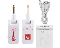 2.4G Draadloos Gitaarsysteem Oplaadbaar – Transmitter & Receiver Set – Real-time Signaaloverdracht – Wit