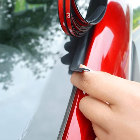 Deurafdichting voor auto, 3 m x 19 mm, rubberen afdichtstrip, T-vormige afdichtstrip, voorruit, zelfklevende geluidsisolatie voor autodeur, kofferbak, motorkap
