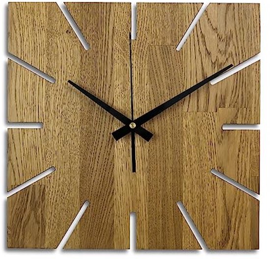 HOCHO Massief Eikenhouten Wandklok – 240x20 mm – Scandinavisch Design