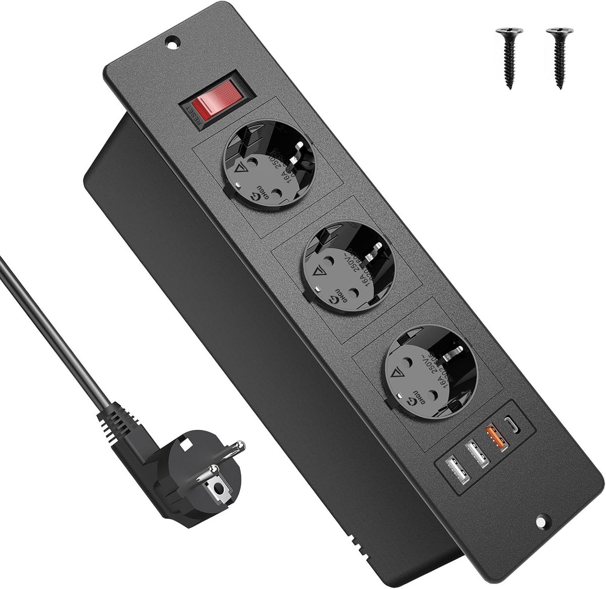 Inbouw Tafelstopcontact met USB C PD20W en 3 USB A – Elegante Oplossing voor Werkbladen