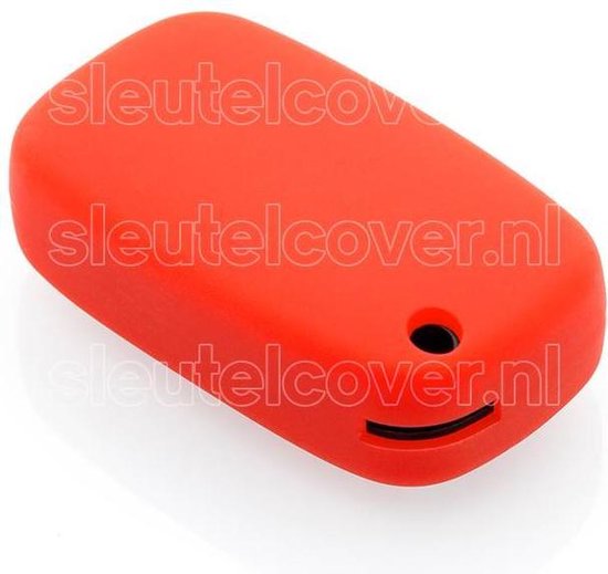 Rood silicone autosleutel hoesje, zijkant zichtbaar.
