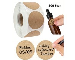 Rol Van 500 Bruine Ronde Papieren Label Stickers I Verpakkings- En Etiketteringsstickers I Ø 2,5 cm I Plaklabels Voor Organisere & Naamlabels