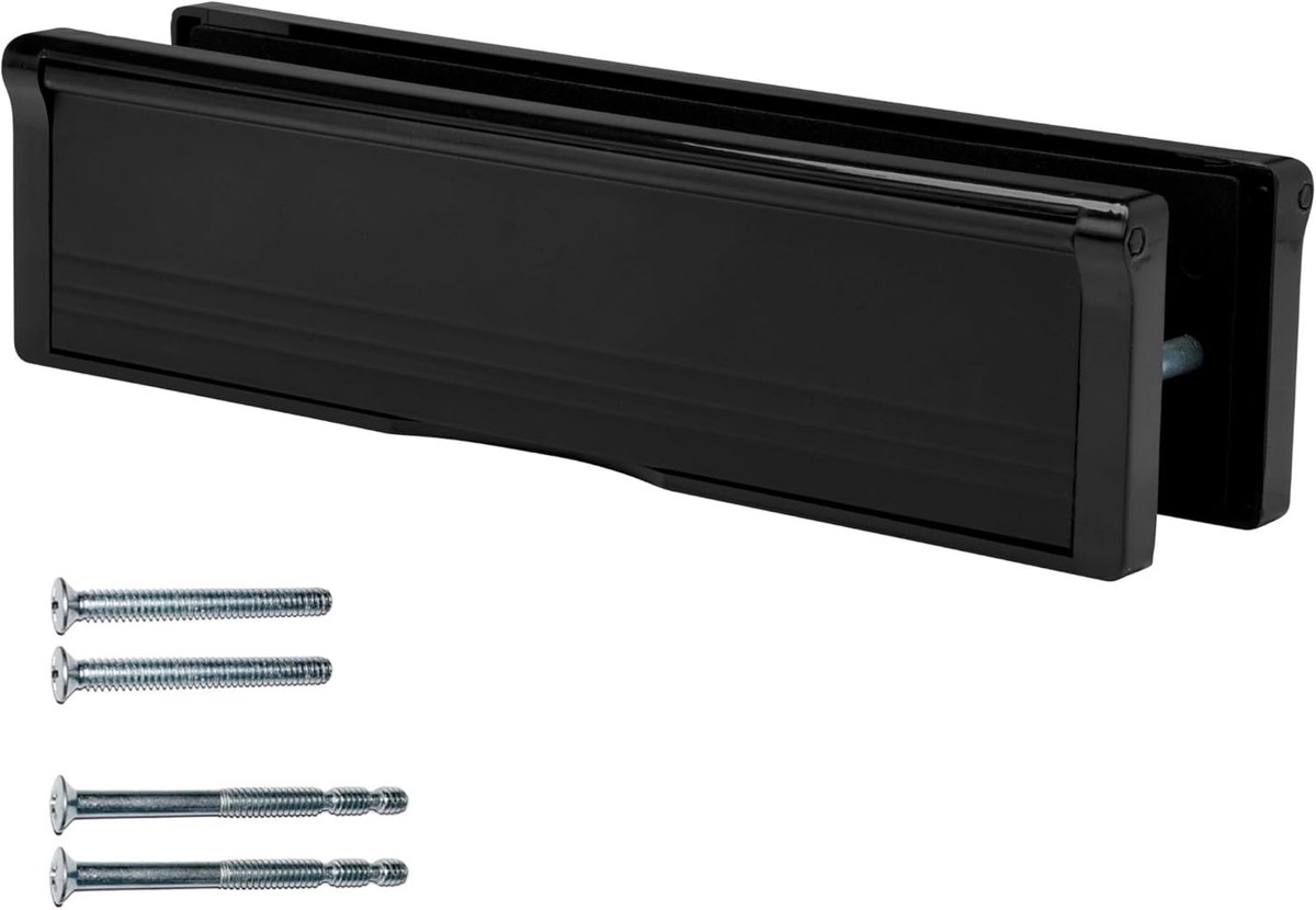 Verstelbare 10" (27 cm) deur brievenbus voor UPVC en houten deuren - zwart