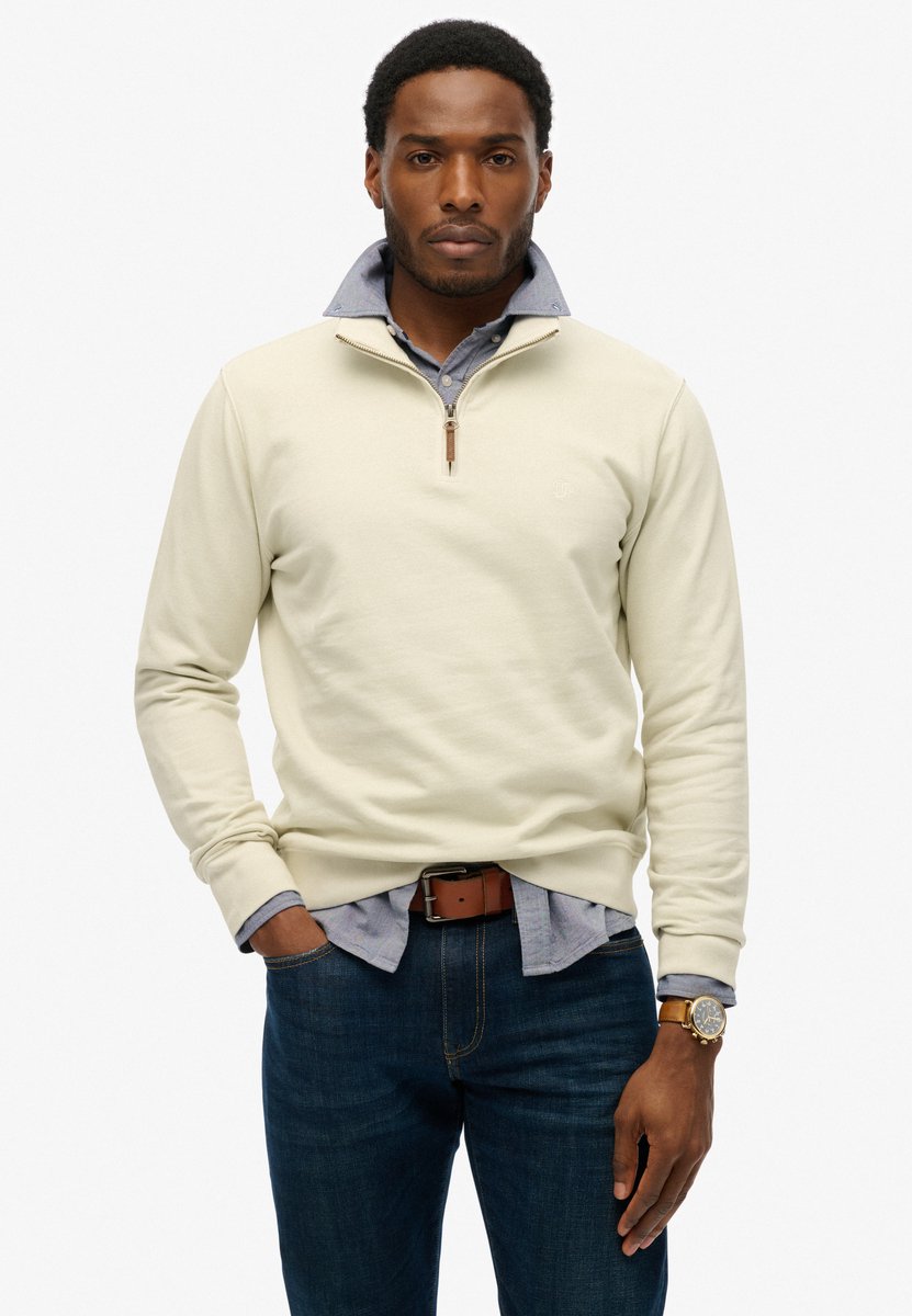 Superdry Klassieke Essential trui met halve rits Heren Truien Zilver