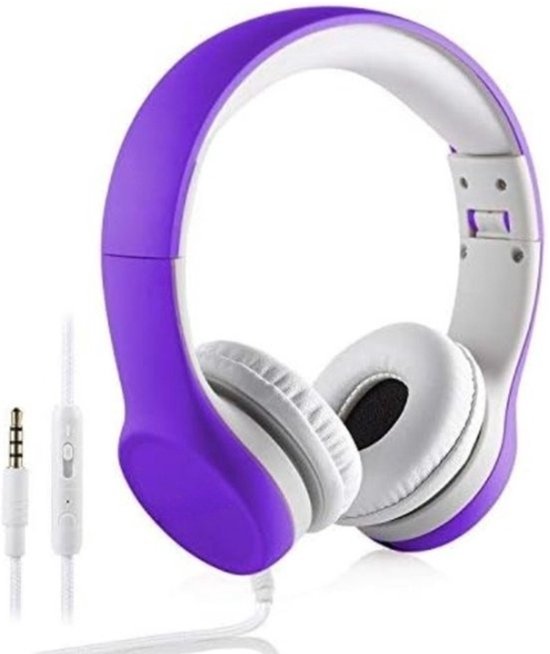 StayPowered Hoofdtelefoon voor Kinderen - Veilig en Comfortabel Luisteren - Volumebegrenzing 85 dB - Shareconnector - Verstelbaar - Geschikt voor iPod/iPad/iPhone/Android - Ideaal voor 2-8 jaar - Paars - Levering Sneller dan Aangegeven!
