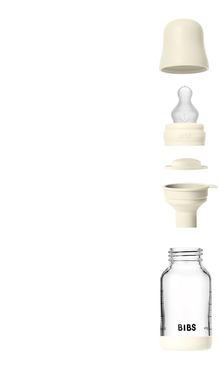 BIBS Fles - Slow Flow - 120 ml - Silicone/Glas - Ivory van Merkloos — afbeelding 3