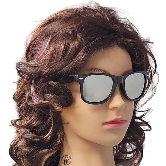 Fako Fashion® - 3x Zonnebril Zwart - Heren Zonnebril - Dames Zonnebril - Classic - UV400 - Zwart - Zilverkleurige Spiegelglazen - 3 Stuks van Fako Fashion® — afbeelding 3